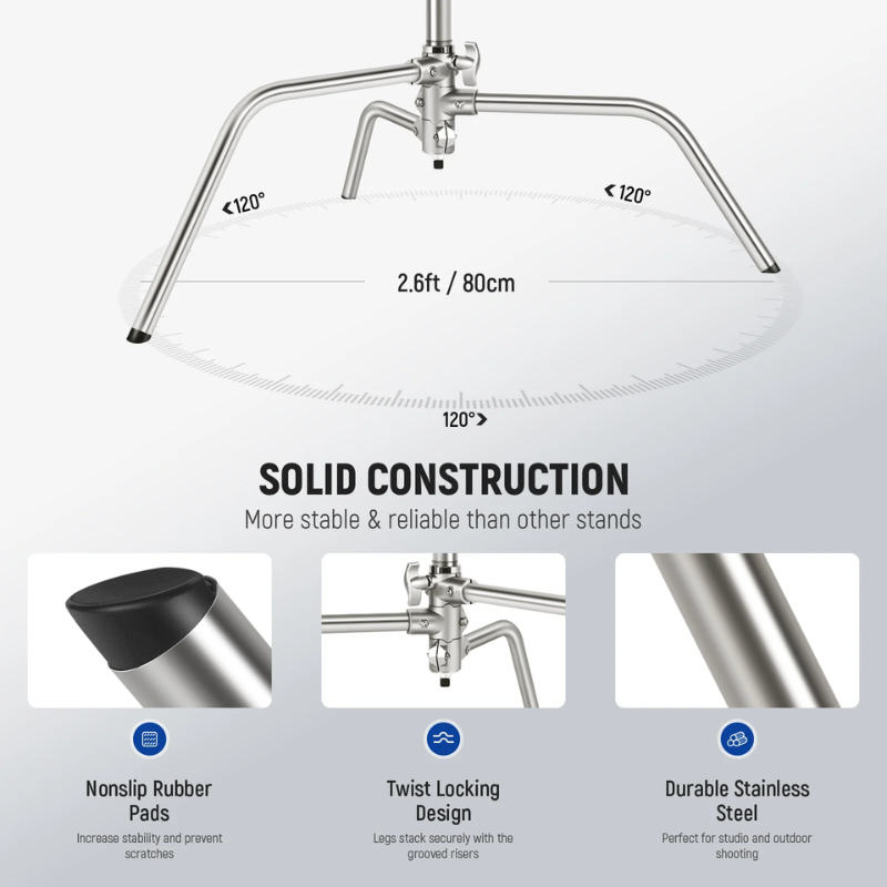 NEEWER 172cm SC172 Stainless Steel Heavy Duty C Stand