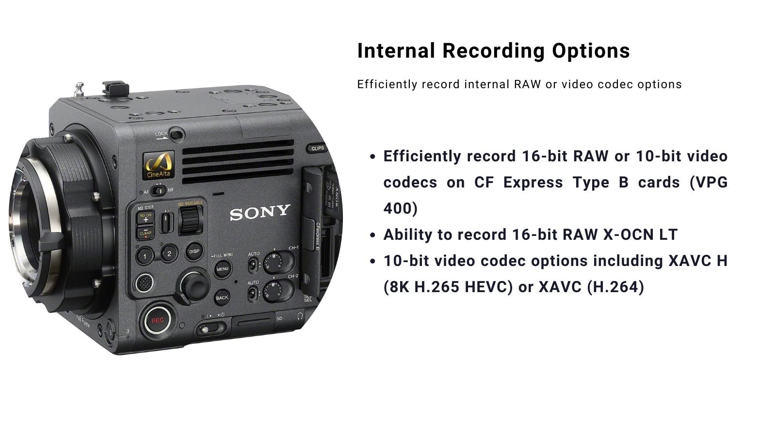 Sony Internal Recording Options