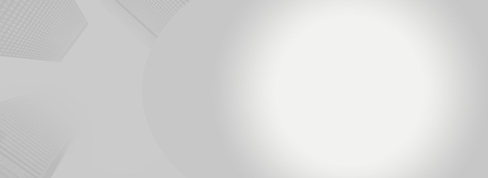 Decorative gray gradient background with faint silhouette of tall buildings on the left.